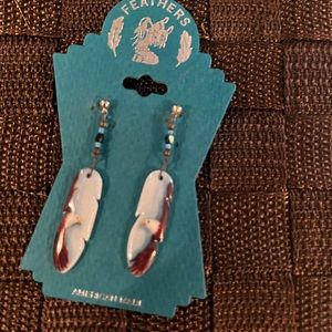 Iroquois White Feather Earrings